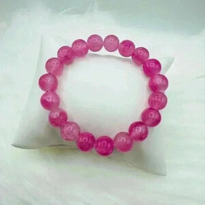 Celina Glass Beaded Bracelet in Bubblegum Pink